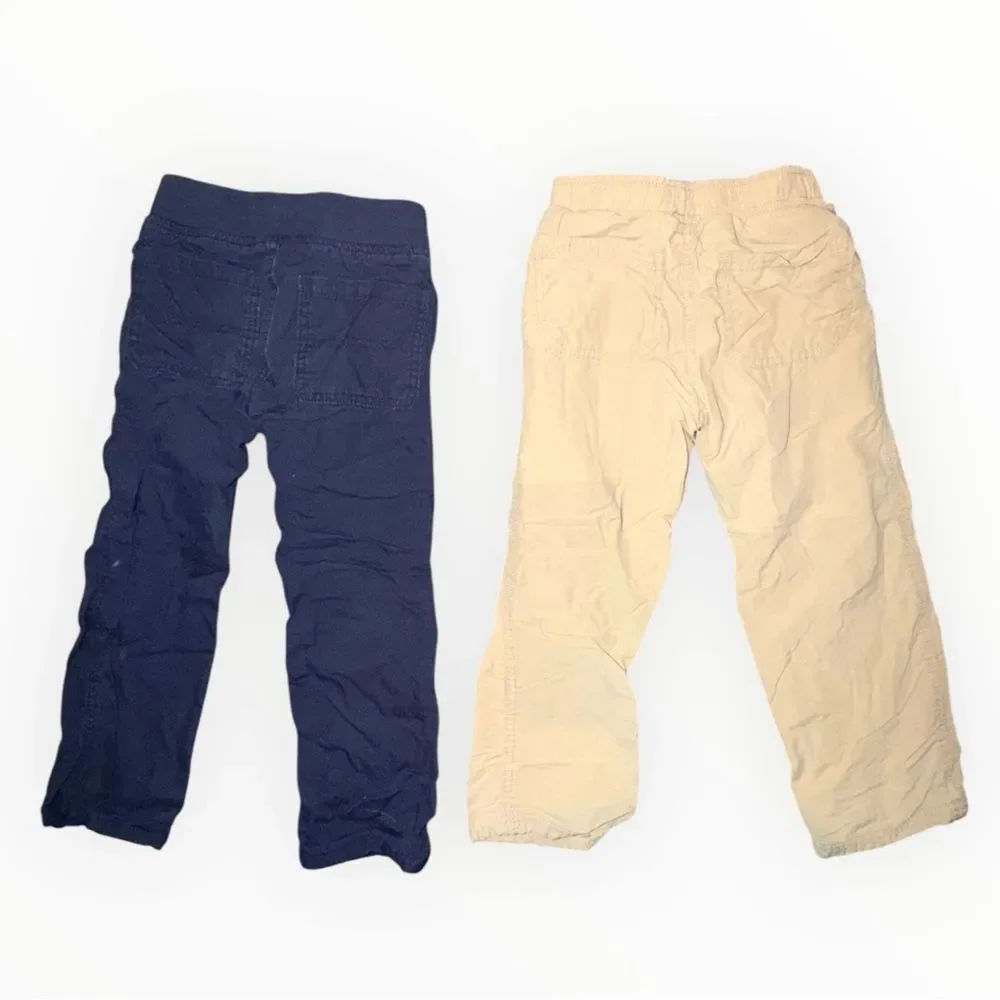 Lot of 4 Gymboree Boys Pull-On Lined Pants Size 5 Khaki Navy Gray Canvas Twill